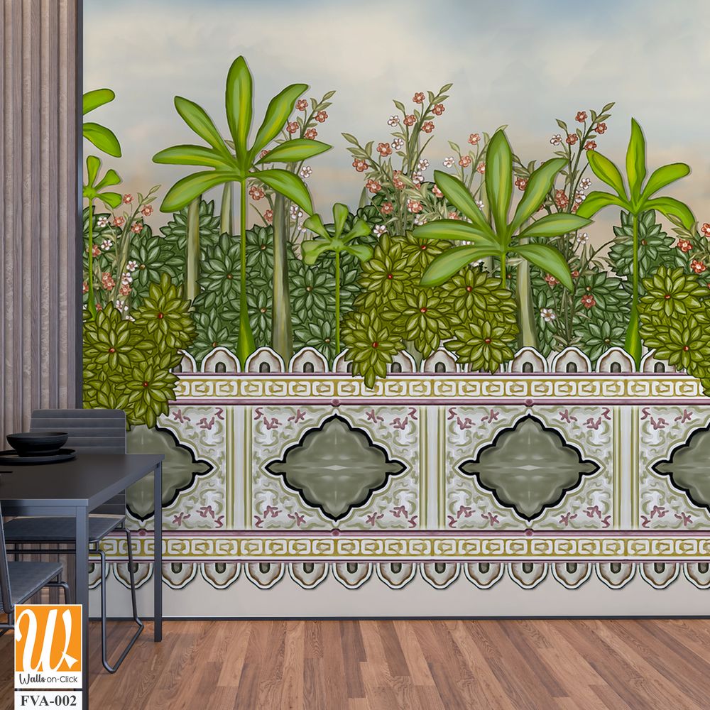 Beautiful painting of a garden scene Wallpaper [WP-FVA-002]