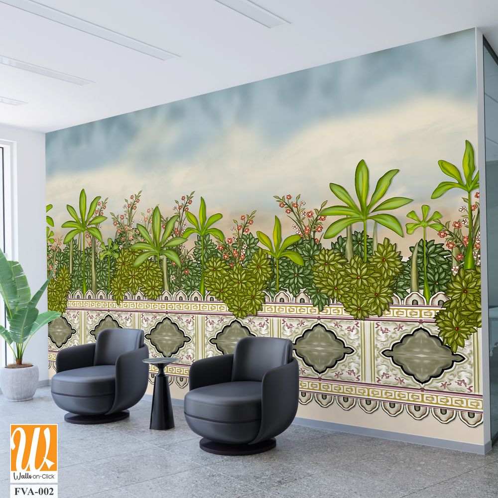 Beautiful painting of a garden scene Wallpaper [WP-FVA-002]