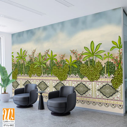 Beautiful painting of a garden scene Wallpaper [WP-FVA-002]