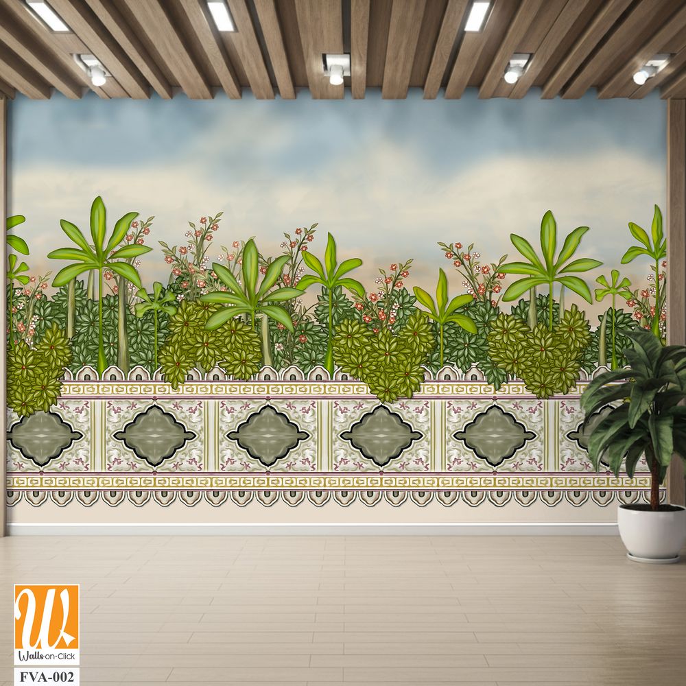 Beautiful painting of a garden scene Wallpaper [WP-FVA-002]