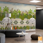 Beautiful garden scene with Indian Royalty Wallpaper [WP-FVA-003]