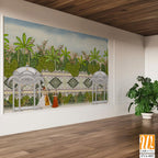 Beautiful garden scene with Indian Royalty Wallpaper [WP-FVA-003]