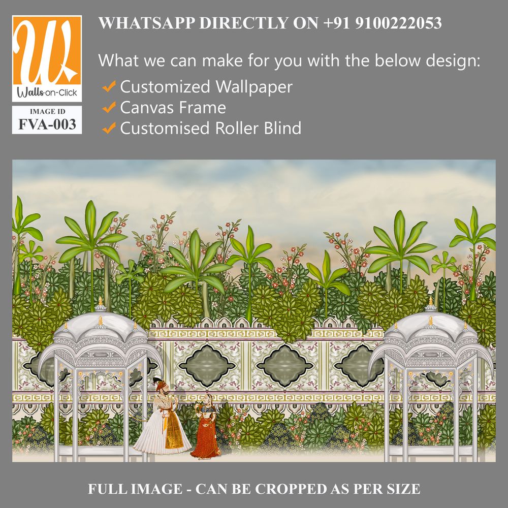 Beautiful garden scene with Indian Royalty Wallpaper [WP-FVA-003]