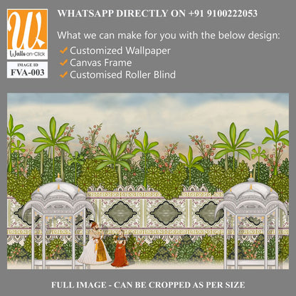 Beautiful garden scene with Indian Royalty Wallpaper [WP-FVA-003]