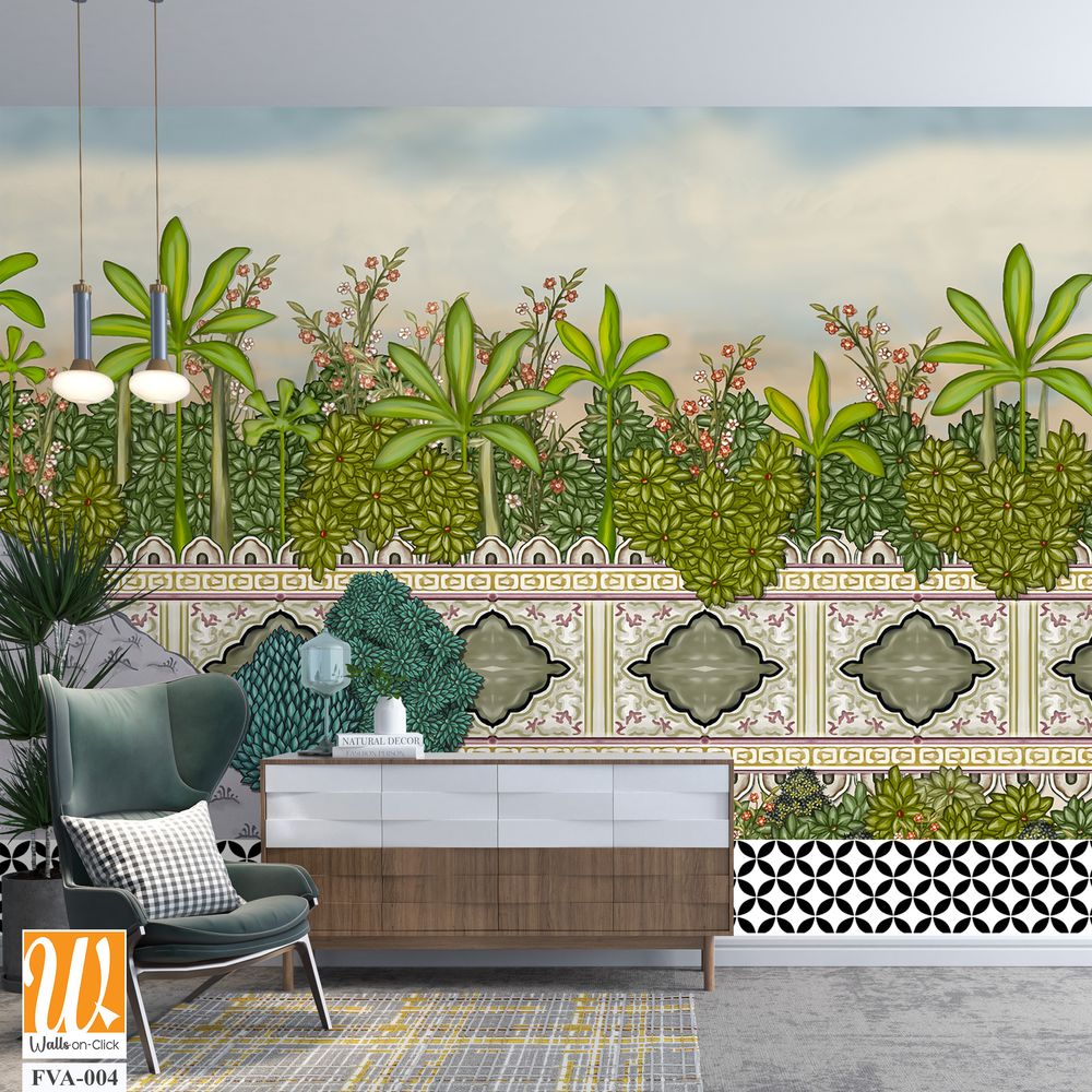 Beautiful painting of a garden scene Wallpaper [WP-FVA-004]