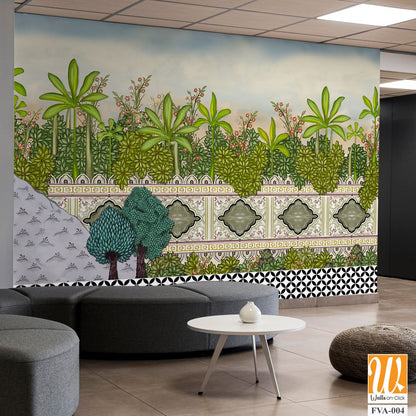 Beautiful painting of a garden scene Wallpaper [WP-FVA-004]