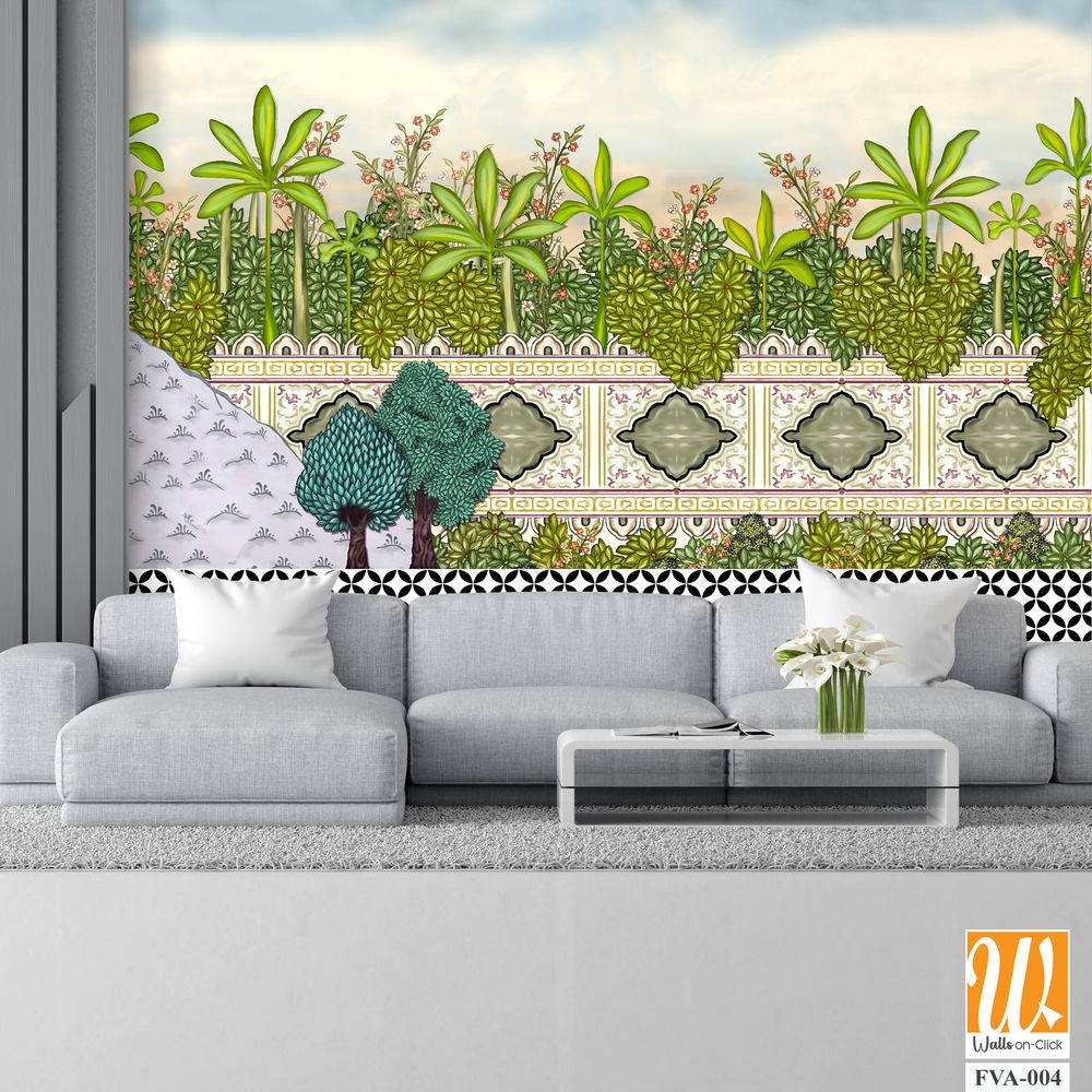 Beautiful painting of a garden scene Wallpaper [WP-FVA-004]