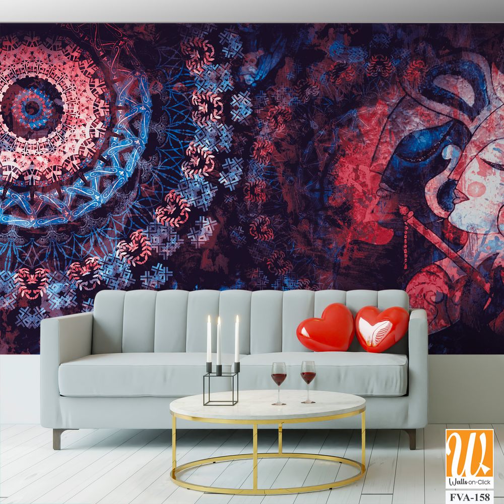 Radha and Krishna portrayed in a mystical setting Wallpaper [WP-FVA-158]