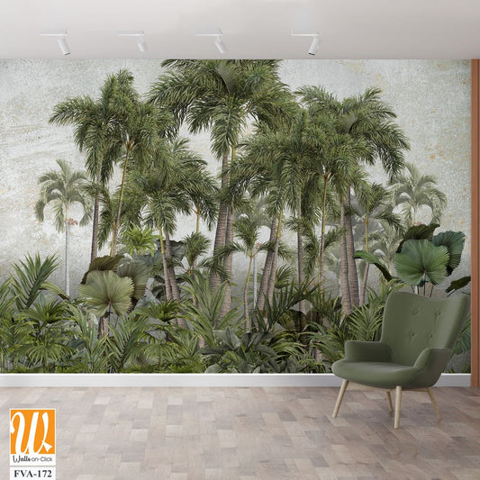 Vintage wallpaper design with an array of palm trees [WP-FVA-172]
