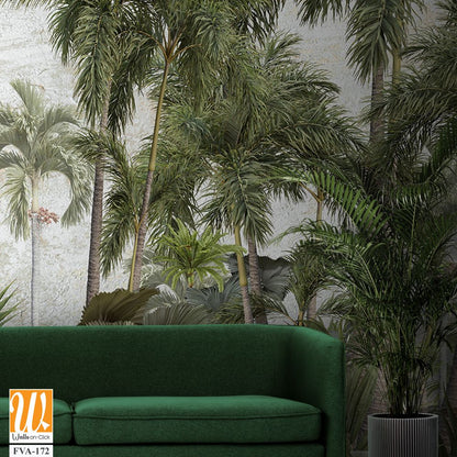 Vintage wallpaper design with an array of palm trees [WP-FVA-172]