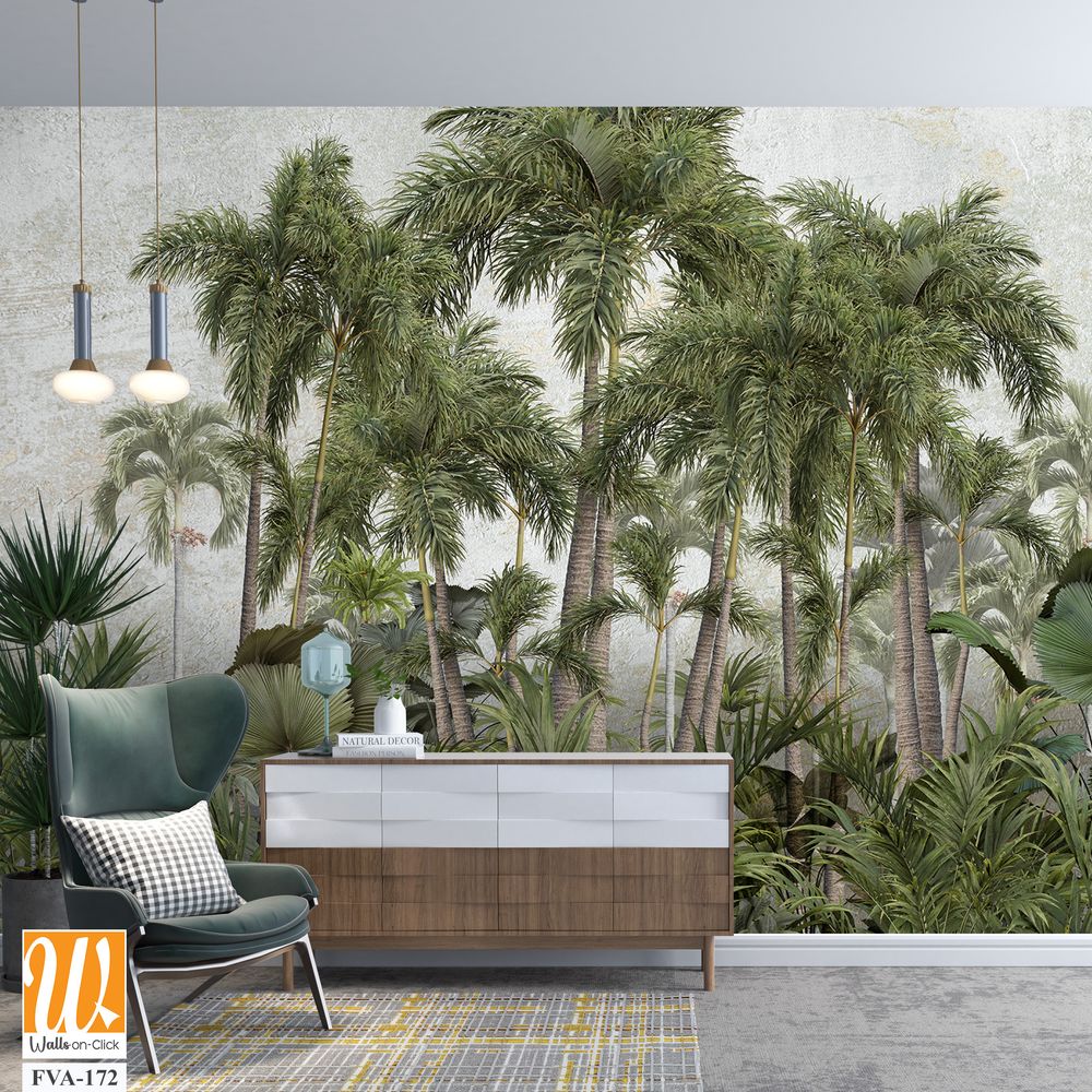 Vintage wallpaper design with an array of palm trees [WP-FVA-172]