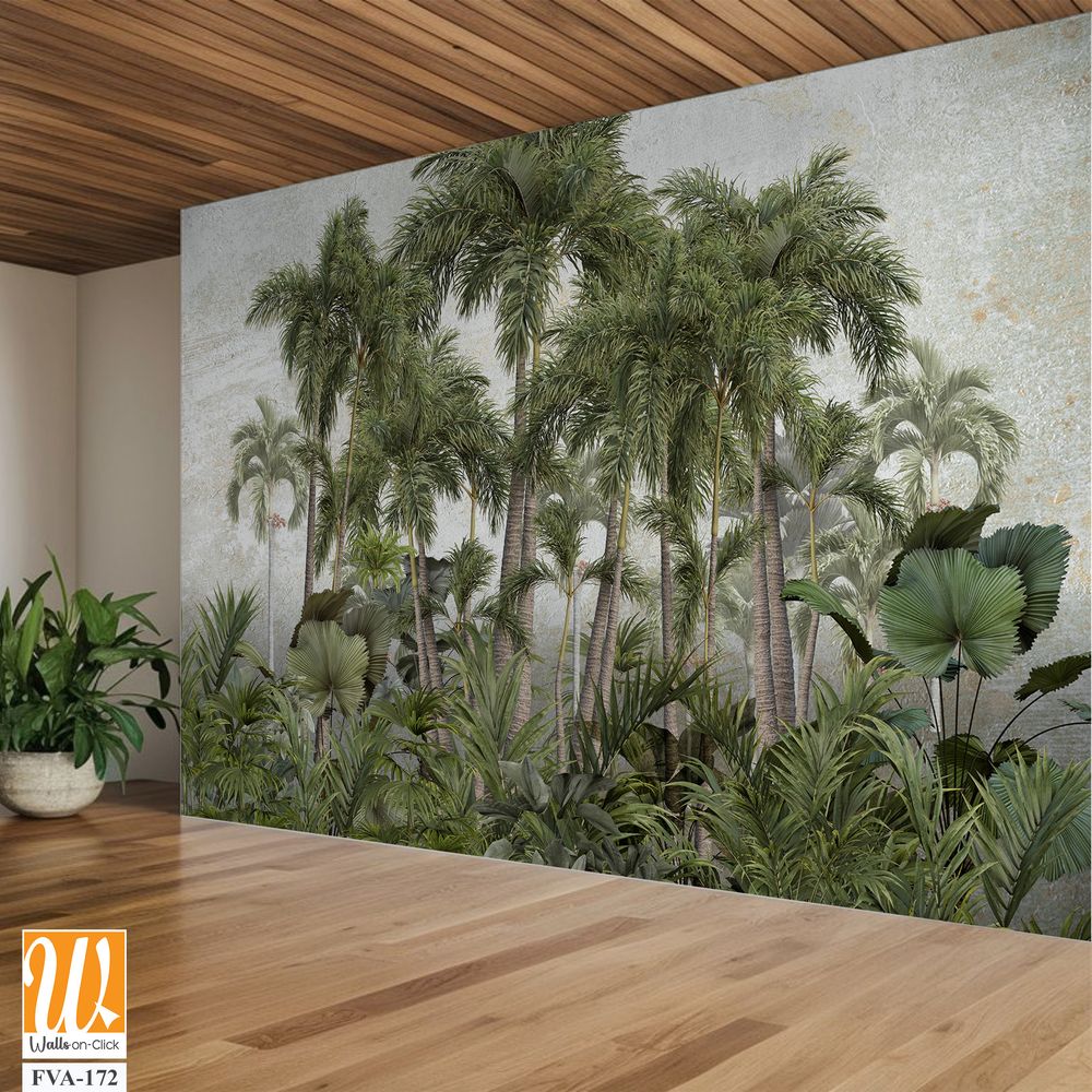 Vintage wallpaper design with an array of palm trees [WP-FVA-172]