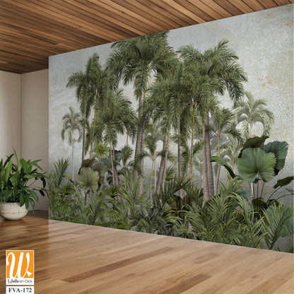 Vintage wallpaper design with an array of palm trees [WP-FVA-172]