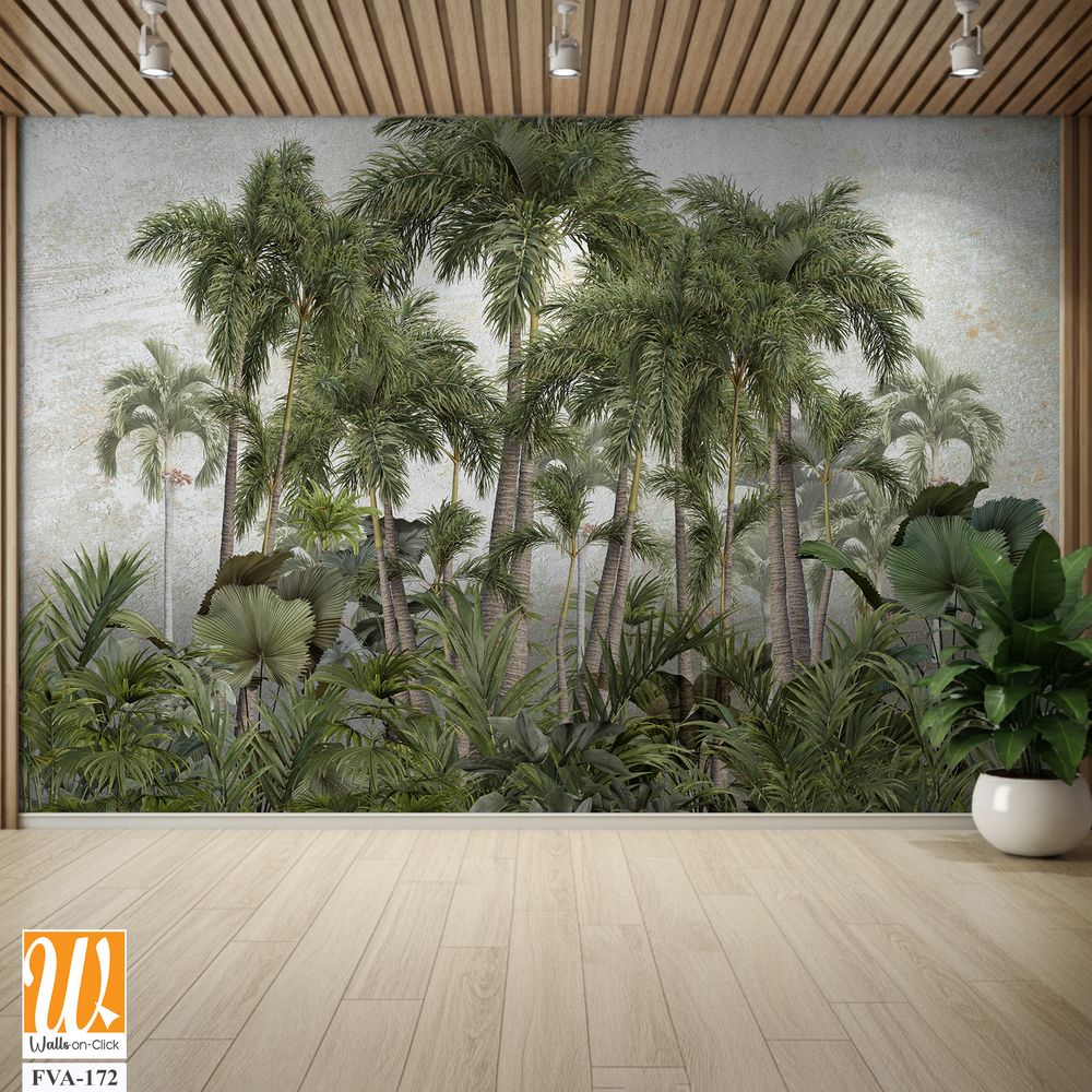 Vintage wallpaper design with an array of palm trees [WP-FVA-172]