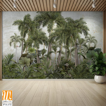 Vintage wallpaper design with an array of palm trees [WP-FVA-172]