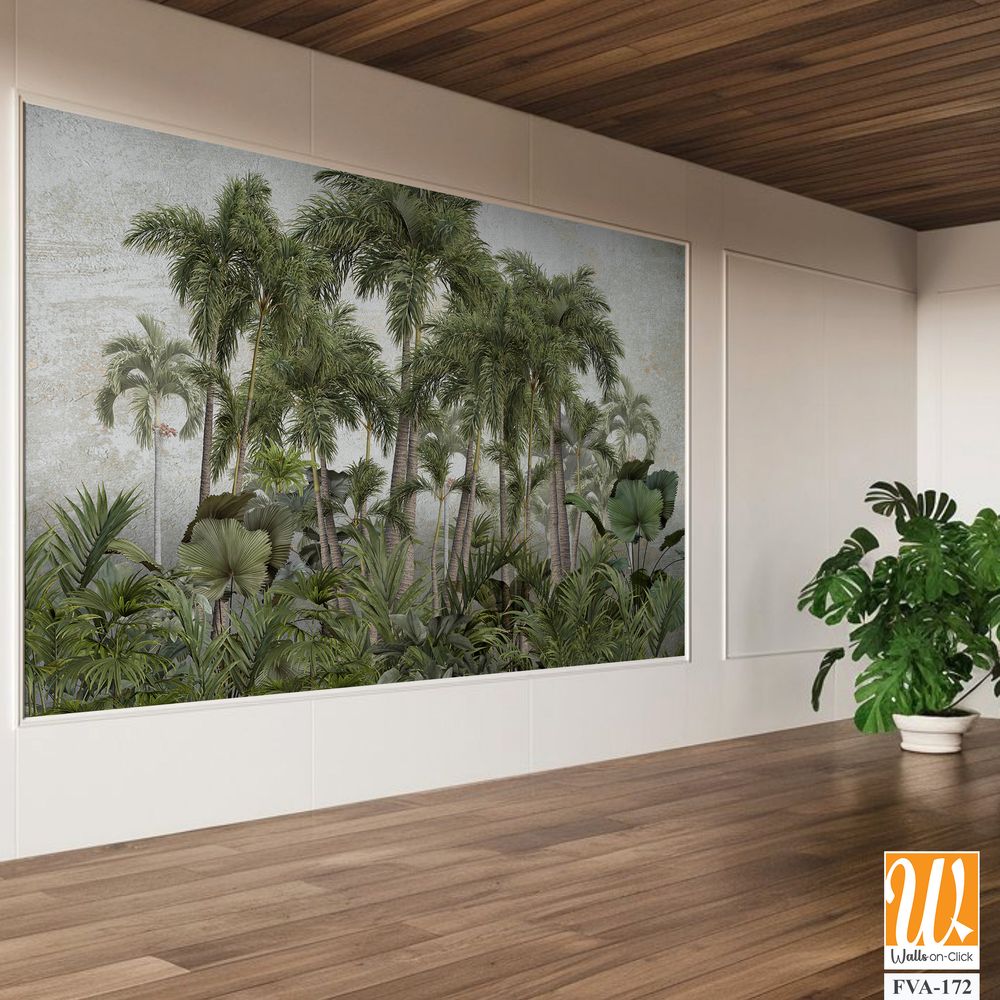 Vintage wallpaper design with an array of palm trees [WP-FVA-172]