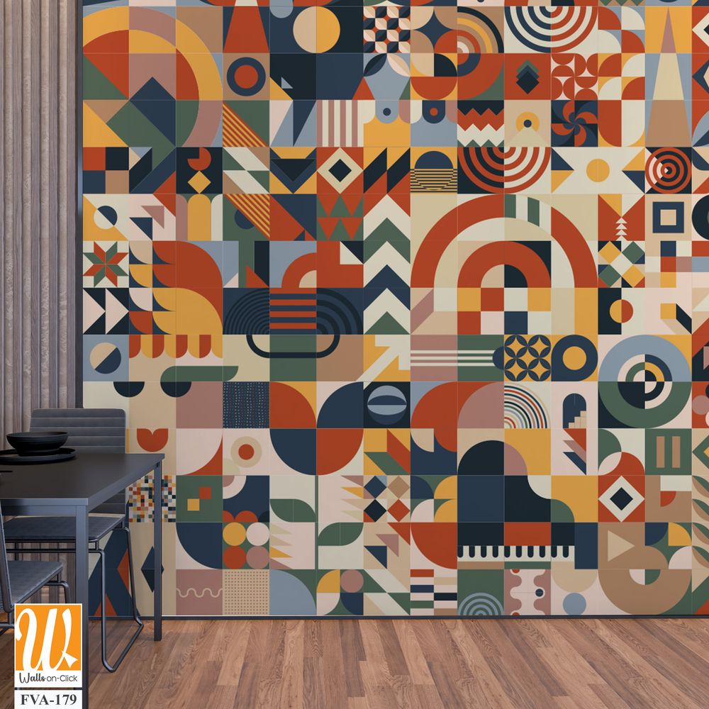 Geometric shapes and symbols in earthy tones, [WP-FVA-179]