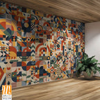 Geometric shapes and symbols in earthy tones, [WP-FVA-179]