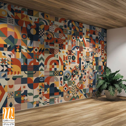 Geometric shapes and symbols in earthy tones, [WP-FVA-179]