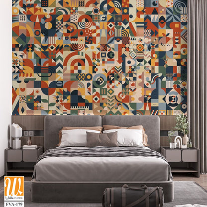 Geometric shapes and symbols in earthy tones, [WP-FVA-179]