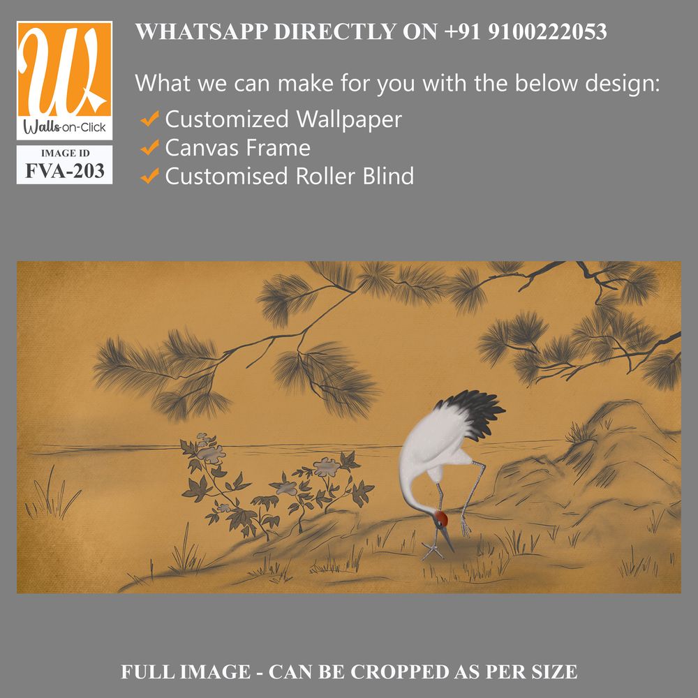Japanese artwork of an elegant crane Wallpaper [WP-FVA-203]