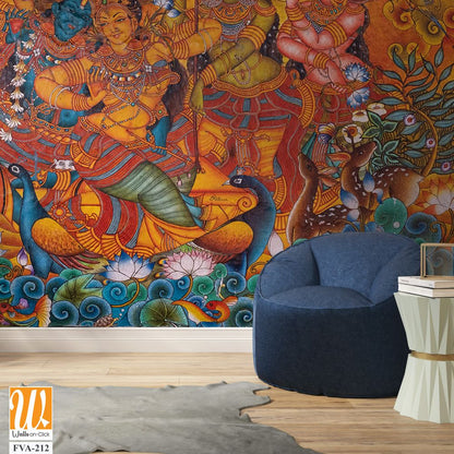 Mural painting of Radha Krishna Marriage [WP-FVA-212]