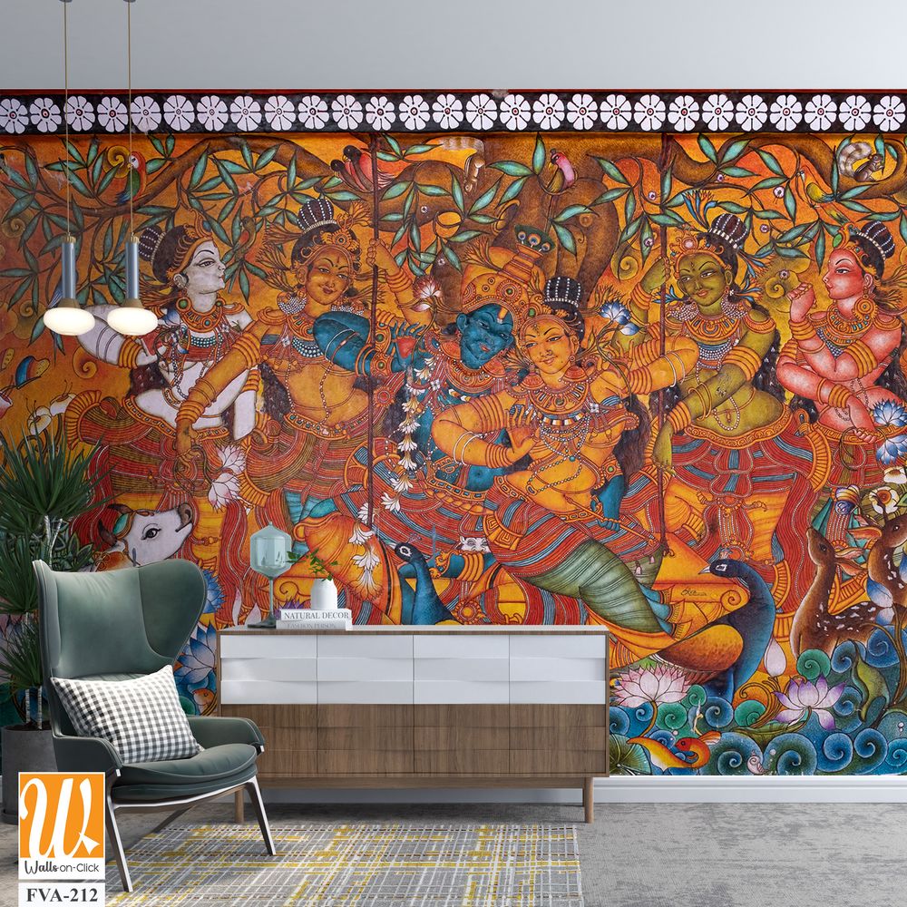 Mural painting of Radha Krishna Marriage [WP-FVA-212]