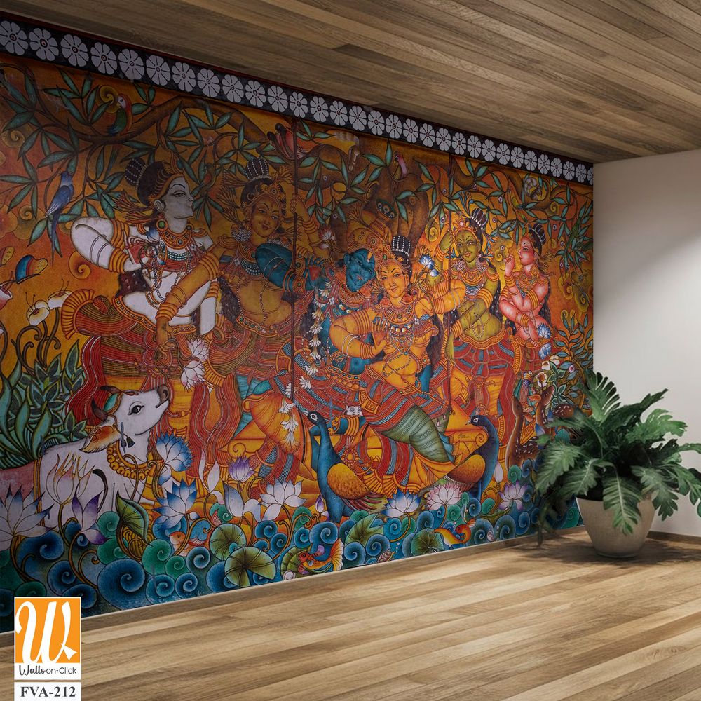 Mural painting of Radha Krishna Marriage [WP-FVA-212]