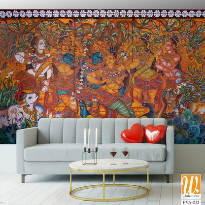 Mural painting of Radha Krishna Marriage [WP-FVA-212]
