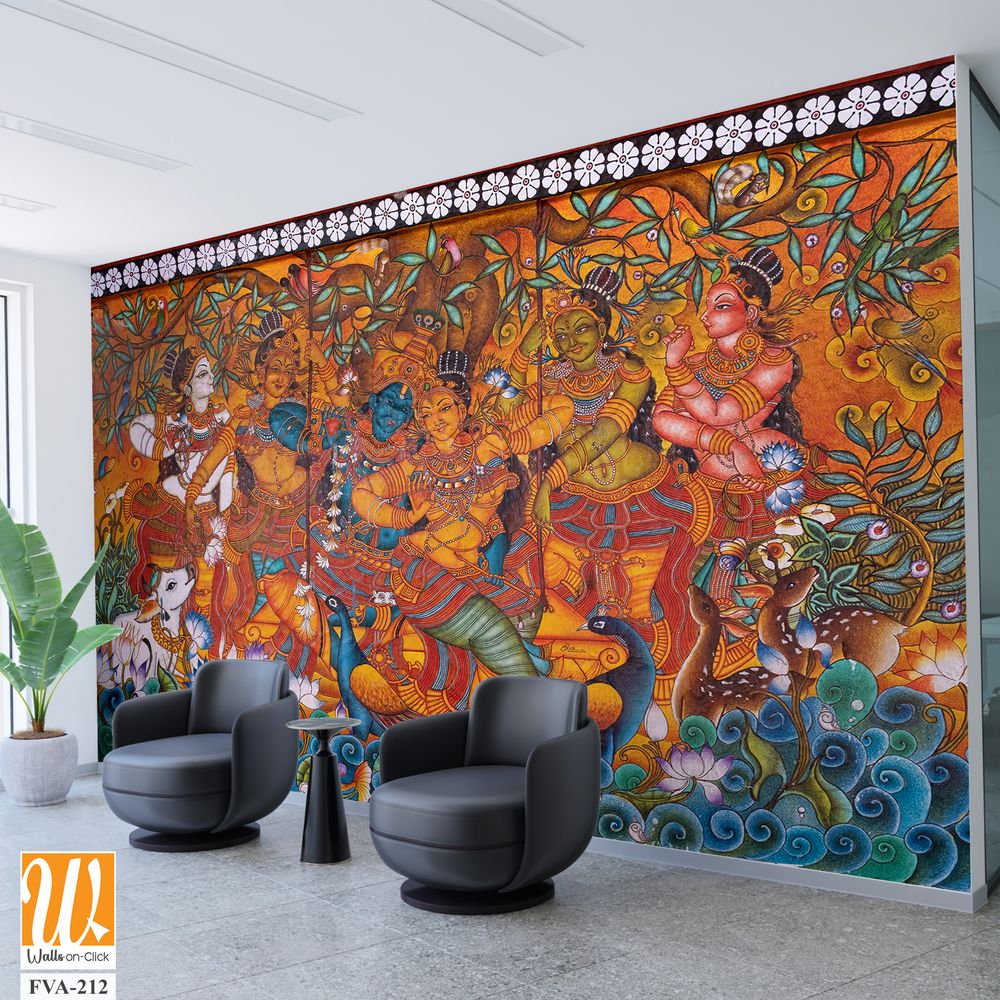 Mural painting of Radha Krishna Marriage [WP-FVA-212]