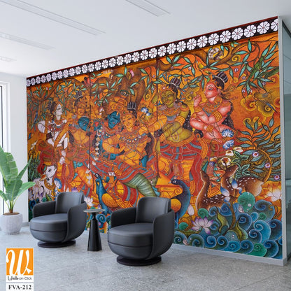 Mural painting of Radha Krishna Marriage [WP-FVA-212]