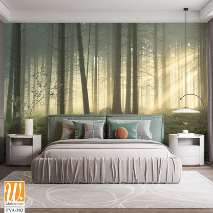 Dense forest with tall trees, a foggy atmosphere [WP-FVA-302]