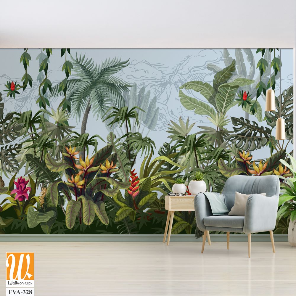 A lush tropical rainforest with vibrant, exotic plants [WP-FVA-328]