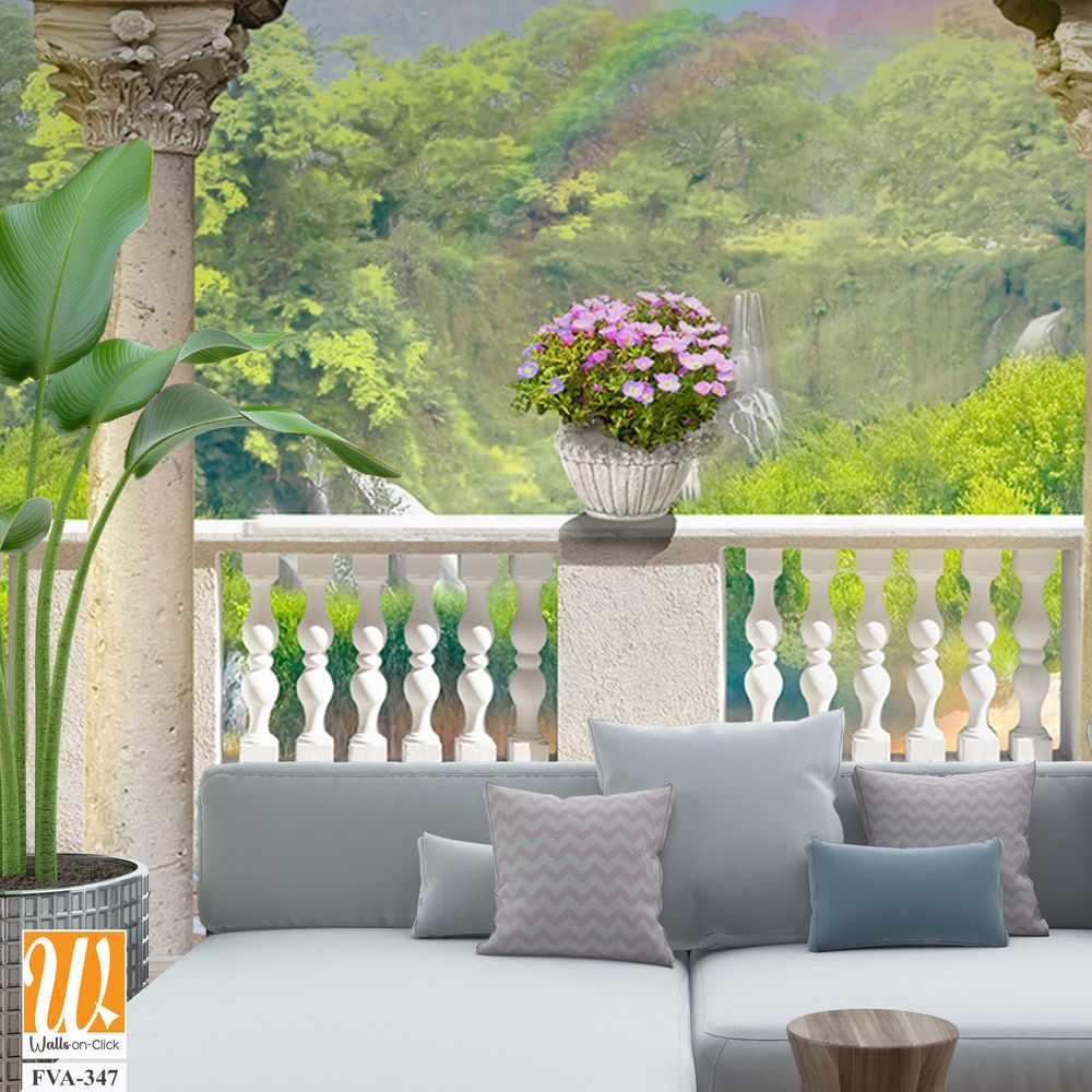 An arched wall mural with marble pillars and arches [WP-FVA-347]