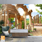Beautiful Roman ruins garden with peacocks [WP-FVA-484]