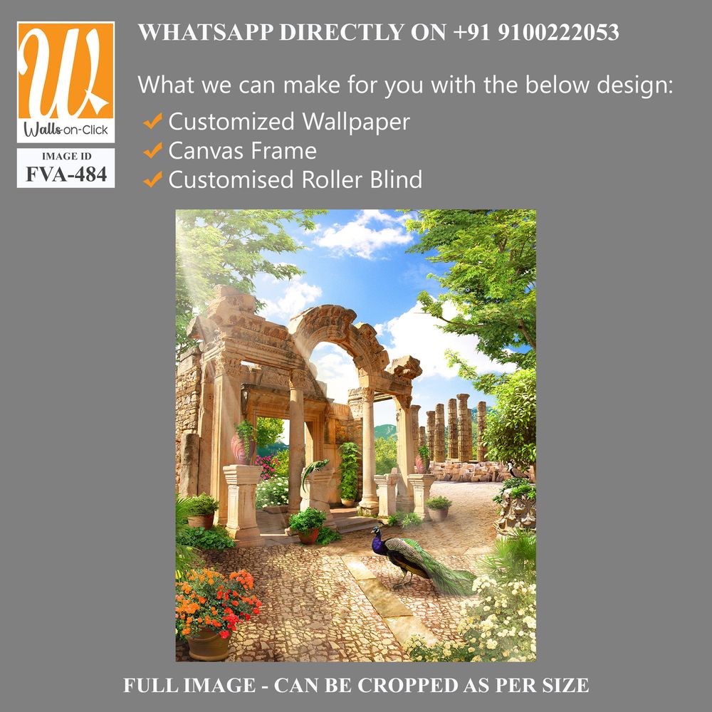 Beautiful Roman ruins garden with peacocks [WP-FVA-484]