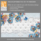 3D wallpaper featuring blue and red flowers [WP-FVA-493]