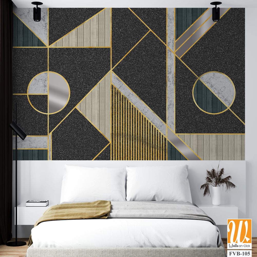 Modern geometric pattern with silver and gold lines Wallpaper [WP-FVB-105]