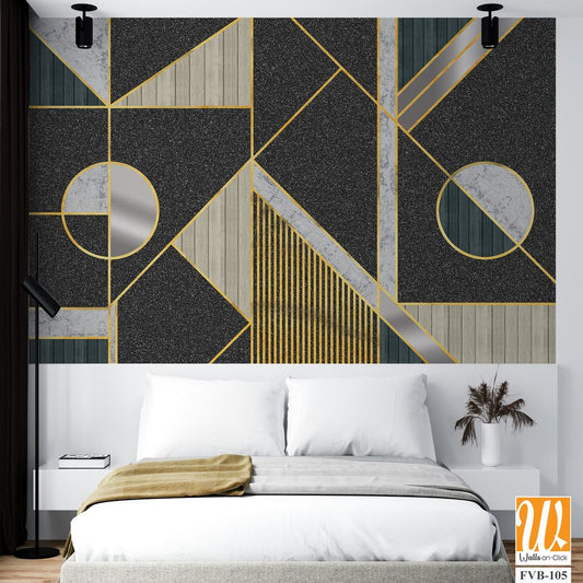 Modern geometric pattern with silver and gold lines Wallpaper [WP-FVB-105]