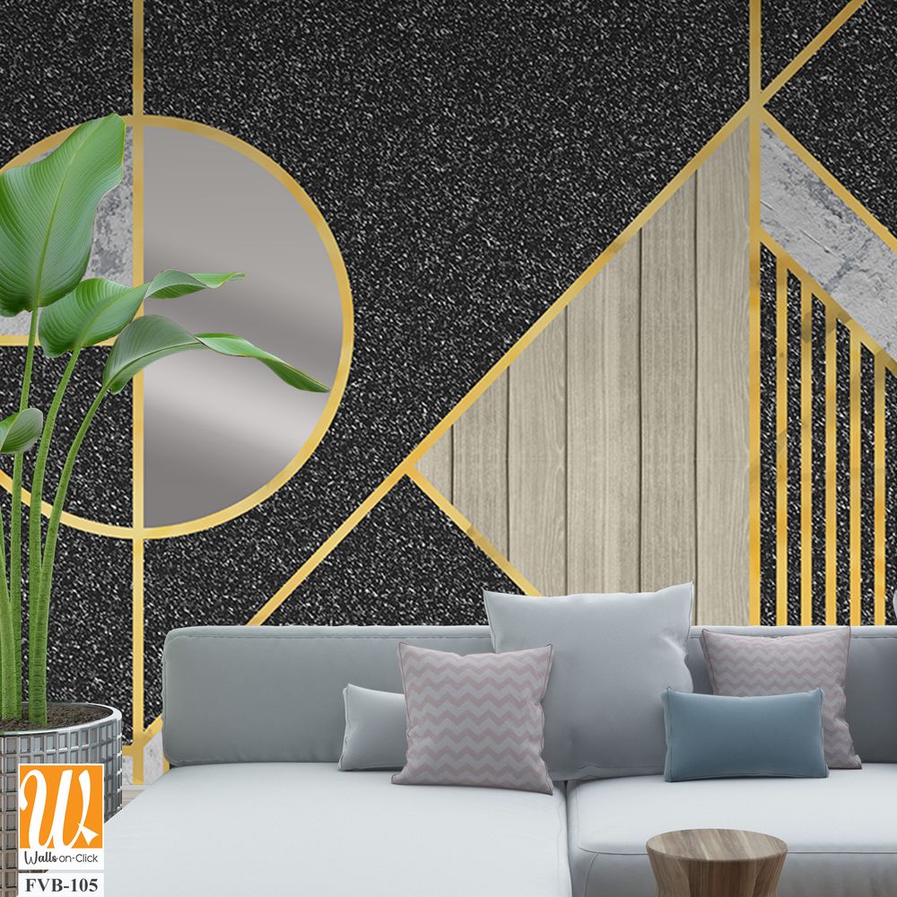 Modern geometric pattern with silver and gold lines Wallpaper [WP-FVB-105]