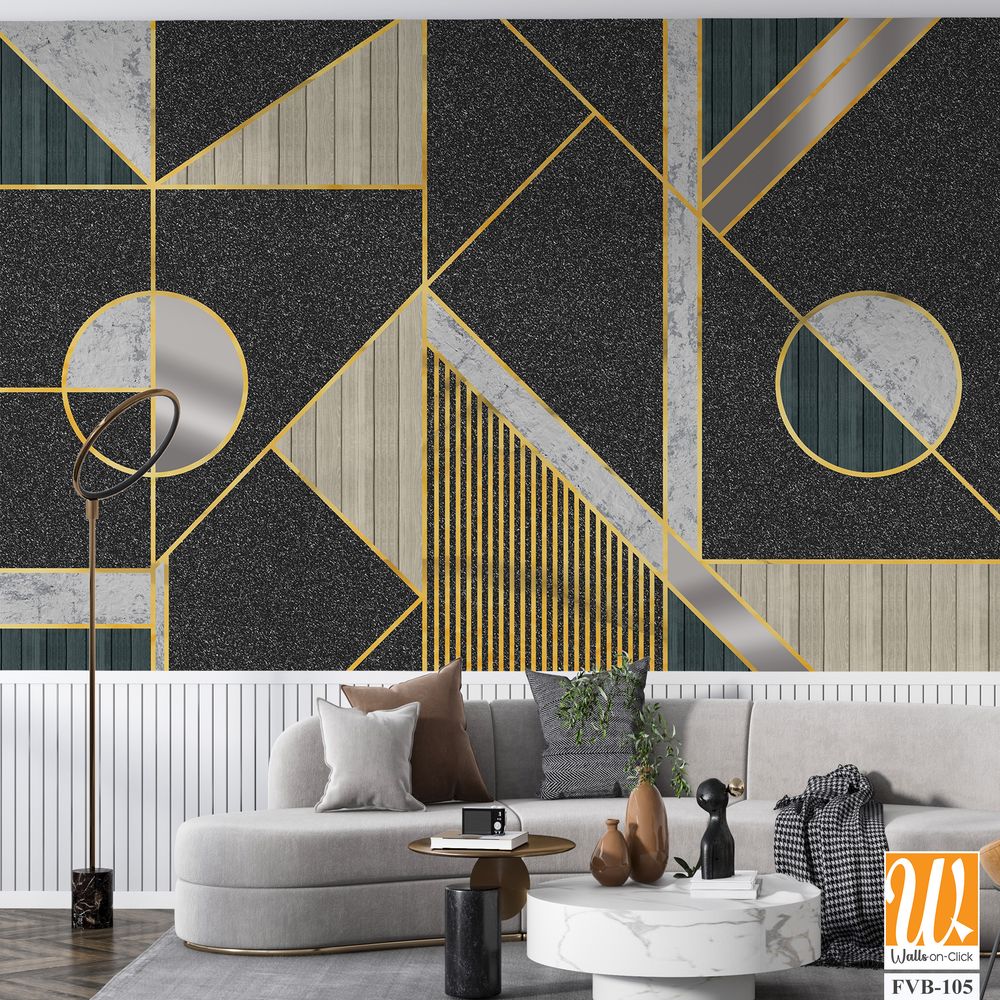 Modern geometric pattern with silver and gold lines Wallpaper [WP-FVB-105]