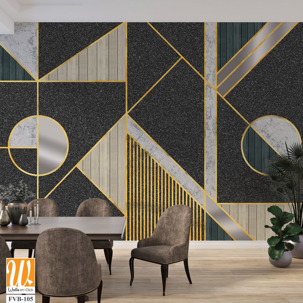 Modern geometric pattern with silver and gold lines Wallpaper [WP-FVB-105]