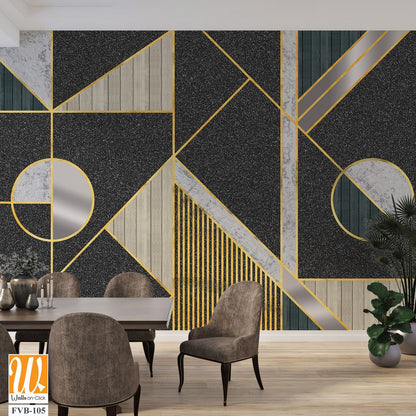 Modern geometric pattern with silver and gold lines Wallpaper [WP-FVB-105]