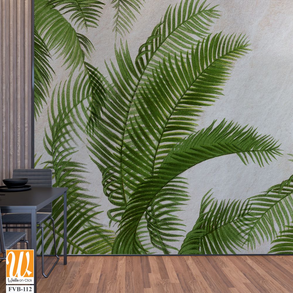 3D render of green palm leaves on a beige background [WP-FVB-112]