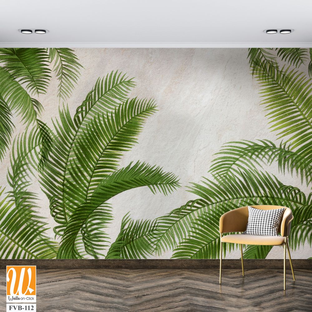 3D render of green palm leaves on a beige background [WP-FVB-112]