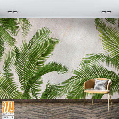 3D render of green palm leaves on a beige background [WP-FVB-112]