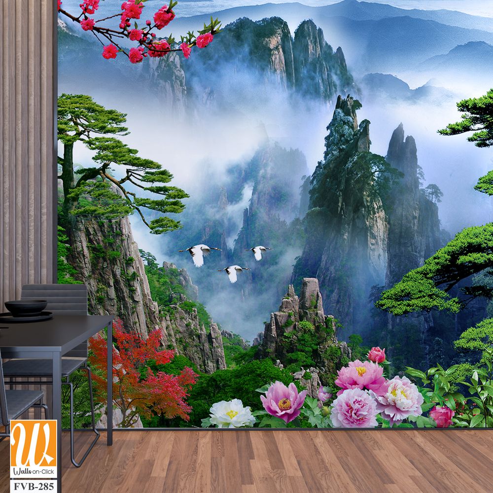 Beautiful picture of Mount Huangshan, with green pines [WP-FVB-285]