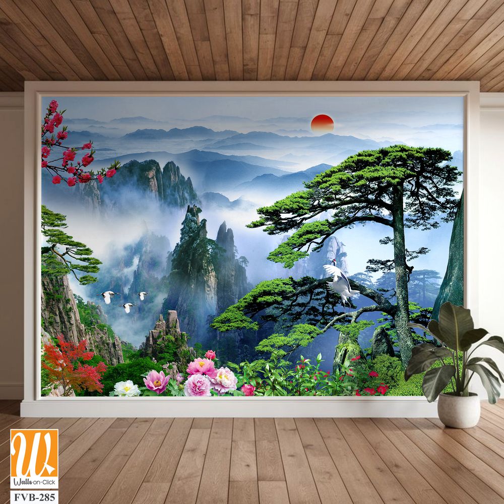 Beautiful picture of Mount Huangshan, with green pines [WP-FVB-285]