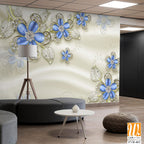 3D wallpaper with blue flowers [WP-FVB-403]