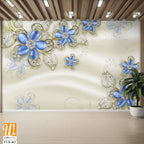 3D wallpaper with blue flowers [WP-FVB-403]